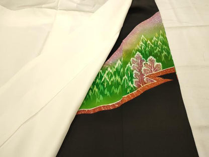 平和屋着物■豪華黒留袖　作家物　風景文　金彩　正絹　逸品　AABJ2007sx