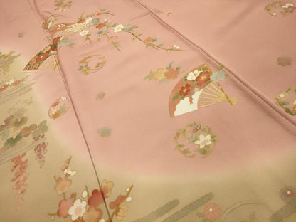 平和屋着物■訪問着　扇面花文　暈し染め　金彩　正絹　逸品　AABJ2008sx