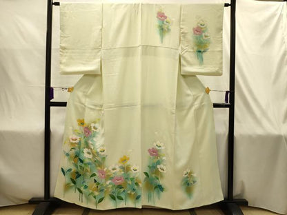 平和屋着物■訪問着　刺繍　草花文　暈し染め　金彩　正絹　逸品　AABJ2009sx