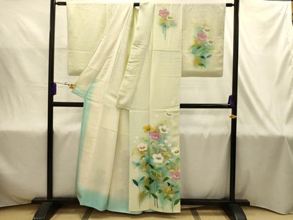 平和屋着物■訪問着　刺繍　草花文　暈し染め　金彩　正絹　逸品　AABJ2009sx