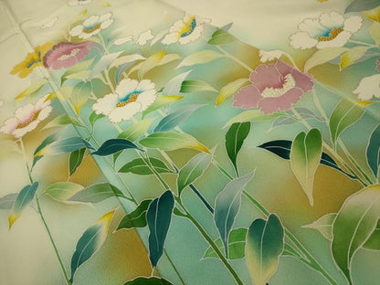 平和屋着物■訪問着　刺繍　草花文　暈し染め　金彩　正絹　逸品　AABJ2009sx