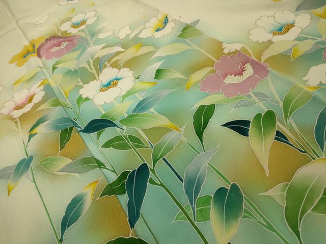平和屋着物■訪問着　刺繍　草花文　暈し染め　金彩　正絹　逸品　AABJ2009sx