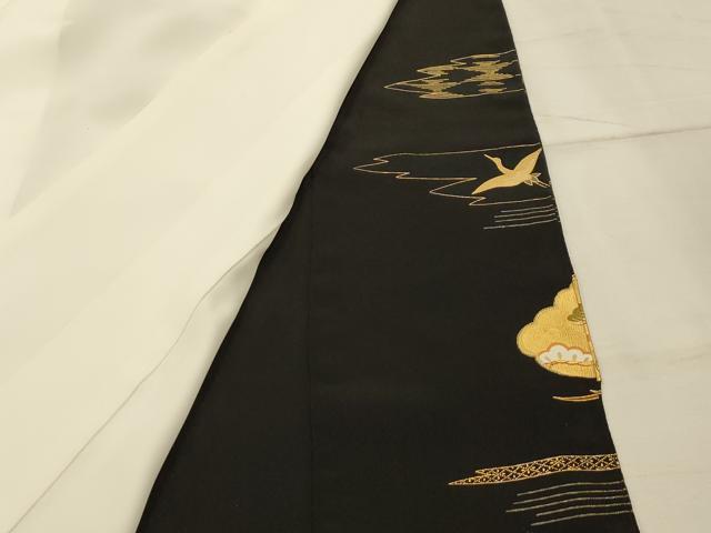 平和屋着物■豪華黒留袖　駒刺繍　松取飛鶴宝尽くし　金彩　正絹　逸品　AABJ2010sx