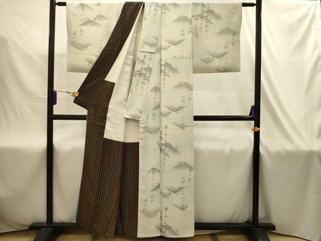 平和屋着物■上質な小紋　手描き　文字文　暈し染め　正絹　逸品　AABJ2018sx