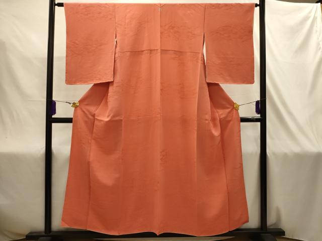 平和屋着物■上質な色無地　露芝地紋　肉桂色　正絹　逸品　AABJ2021sx