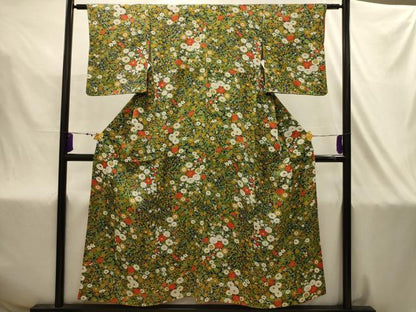 平和屋着物■上質な小紋　草花文　正絹　逸品　AABJ2023sx