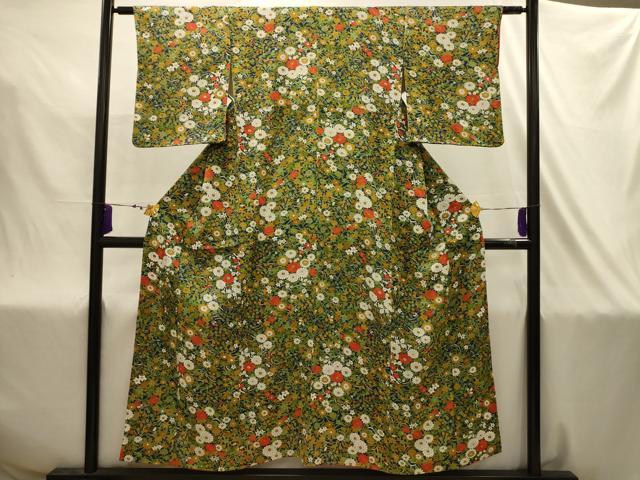 平和屋着物■上質な小紋　草花文　正絹　逸品　AABJ2023sx