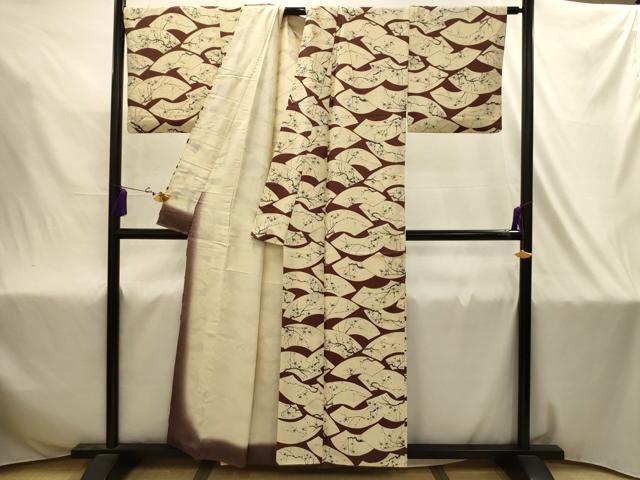 平和屋着物■上質な小紋　手描き　地紙重ね枝花文　金彩　正絹　逸品　AABJ2025sx