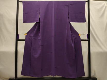 平和屋着物■上質な色無地　枝葉地紋　葡萄色　正絹　逸品　AABJ2026sx