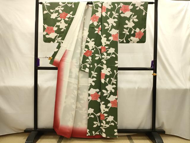 平和屋着物■上質な小紋　枝花文　正絹　逸品　AABJ2031sx