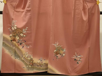 平和屋着物■訪問着　鳳凰花鏡裏文　暈し染め　金彩　正絹　逸品　AABJ2032sx