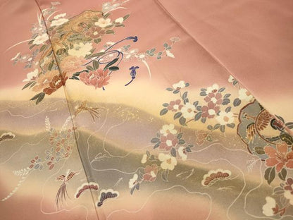 平和屋着物■訪問着　鳳凰花鏡裏文　暈し染め　金彩　正絹　逸品　AABJ2032sx