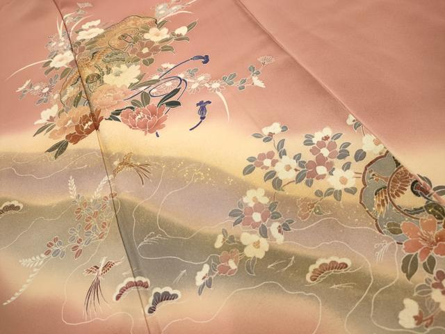 平和屋着物■訪問着　鳳凰花鏡裏文　暈し染め　金彩　正絹　逸品　AABJ2032sx