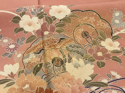 平和屋着物■訪問着　鳳凰花鏡裏文　暈し染め　金彩　正絹　逸品　AABJ2032sx