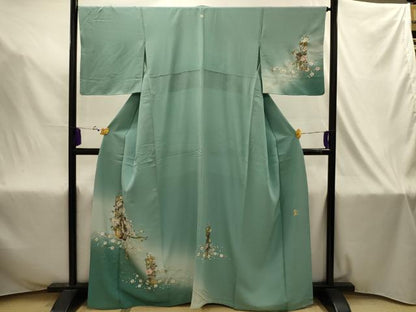 平和屋着物■金彩友禅作家　桂友　訪問着　流水花車文　暈し染め　金銀彩　正絹　逸品　AABJ2037sx