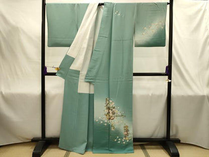 平和屋着物■金彩友禅作家　桂友　訪問着　流水花車文　暈し染め　金銀彩　正絹　逸品　AABJ2037sx