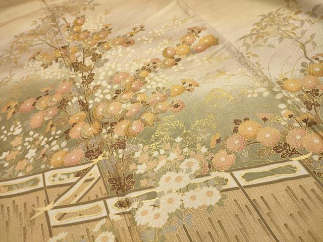 平和屋着物■豪華色留袖　刺繍　草花文　暈し染め　金銀糸　正絹　逸品　AABJ2040sx