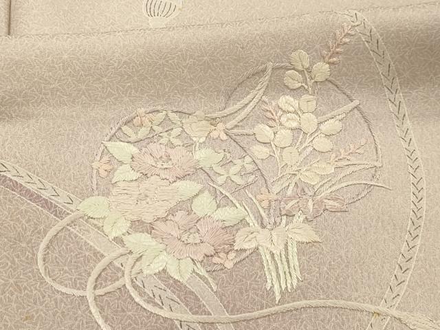 平和屋着物■訪問着　刺繍　結び紐花鼓文　正絹　逸品　AABJ2044sx