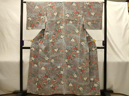 平和屋着物■上質な小紋　辻が花　鬼しぼ縮緬　正絹　逸品　AABJ2046sx