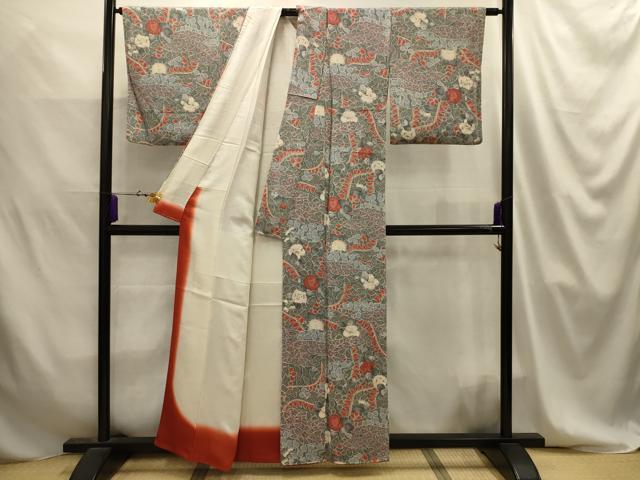 平和屋着物■上質な小紋　辻が花　鬼しぼ縮緬　正絹　逸品　AABJ2046sx