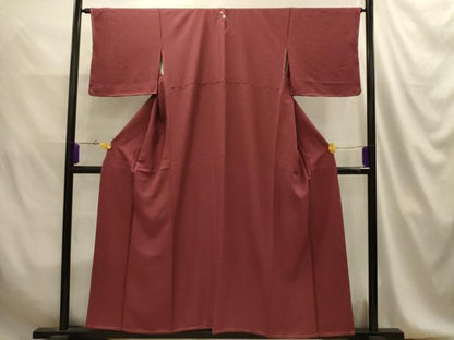 平和屋着物■上質な色無地　松竹梅地紋　紅檜皮色　正絹　逸品　AABJ2048sx