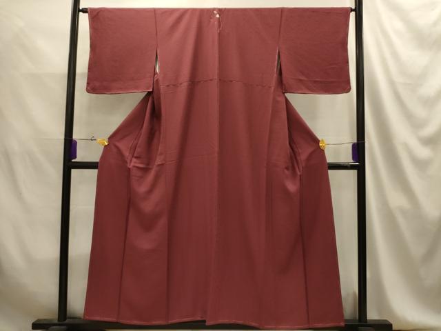 平和屋着物■上質な色無地　松竹梅地紋　紅檜皮色　正絹　逸品　AABJ2048sx
