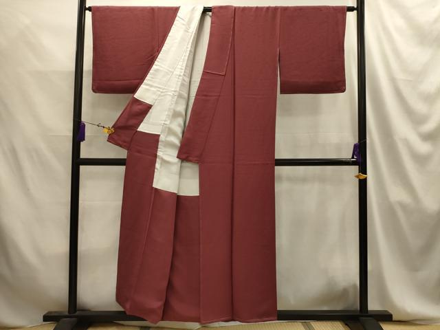 平和屋着物■上質な色無地　松竹梅地紋　紅檜皮色　正絹　逸品　AABJ2048sx