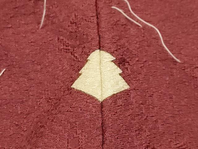 平和屋着物■上質な色無地　松竹梅地紋　紅檜皮色　正絹　逸品　AABJ2048sx