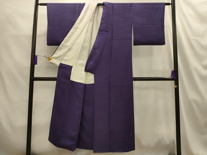 平和屋着物■上質な色無地　流水地紋　深紫色　正絹　逸品　AABJ2050sx