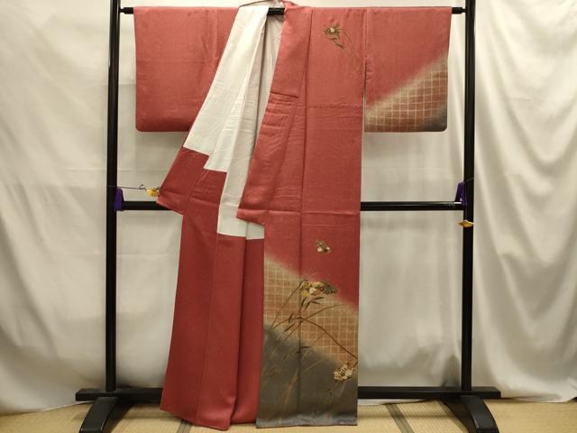 平和屋着物■訪問着　地紙花文　暈し染め　金銀彩　正絹　逸品　AABJ2052sx