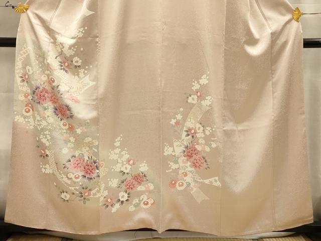 平和屋着物■訪問着　刺繍　吉祥熨斗花文　暈し染め　正絹　逸品　AABJ2054sx