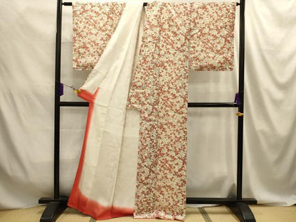 平和屋着物■上質な小紋　手描き　紅白梅　金彩　正絹　逸品　AABJ2055sx