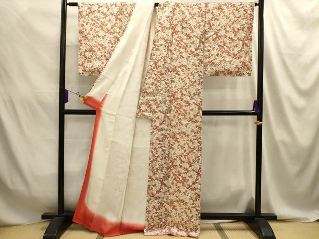 平和屋着物■上質な小紋　手描き　紅白梅　金彩　正絹　逸品　AABJ2055sx