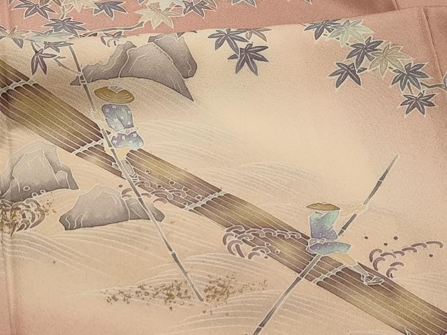 平和屋着物■訪問着　人物風景文　暈し染め　金彩　正絹　逸品　AABJ2059sx