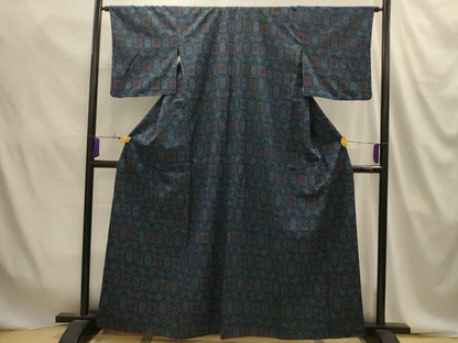 平和屋着物■上質な紬　亀甲花文　正絹　逸品　AABJ2060sx