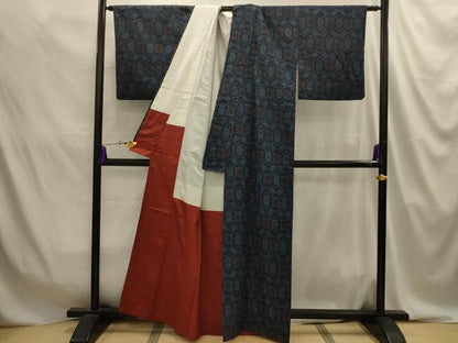 平和屋着物■上質な紬　亀甲花文　正絹　逸品　AABJ2060sx