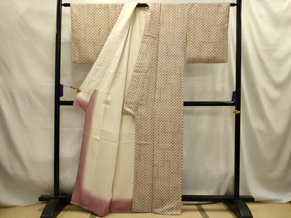平和屋着物■上質な小紋　花格子　正絹　逸品　AABJ2061sx