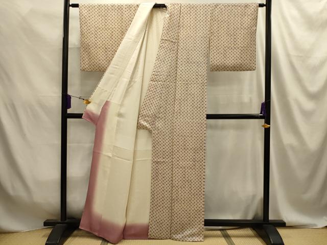 平和屋着物■上質な小紋　花格子　正絹　逸品　AABJ2061sx
