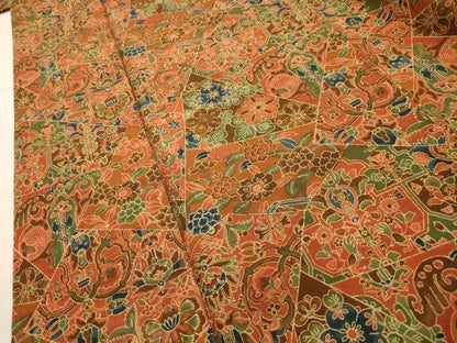 平和屋着物■上質な小紋　紬地　裂取花文　正絹　逸品　AABJ2063sx