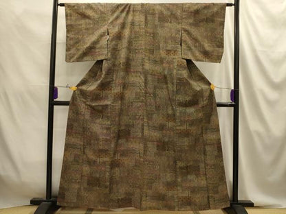 平和屋着物■上質な紬　幾何学文様　正絹　逸品　AABJ2068sx