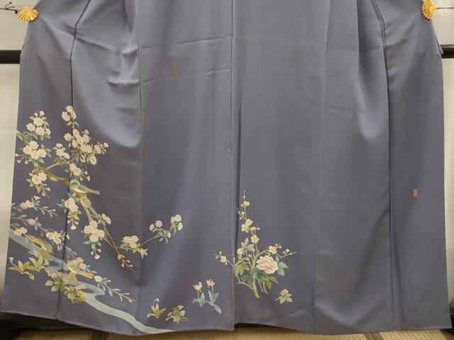 平和屋着物■友禅作家　北川聖水　訪問着　花鳥文　正絹　逸品　AABJ2069sx