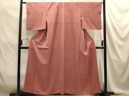 平和屋着物■上質な色無地　風景地紋　蘇芳香色　正絹　逸品　AABJ2070sx