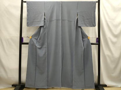 平和屋着物■上質な色無地　紋意匠　鉛色　正絹　逸品　未使用　AABJ2071sx