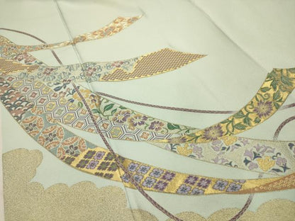 平和屋着物■豪華色留袖　熨斗目模様　金糸　正絹　逸品　AABJ2072sx