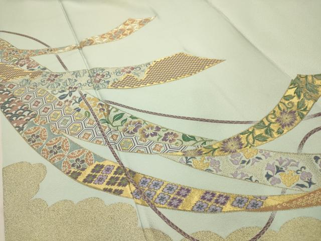 平和屋着物■豪華色留袖　熨斗目模様　金糸　正絹　逸品　AABJ2072sx