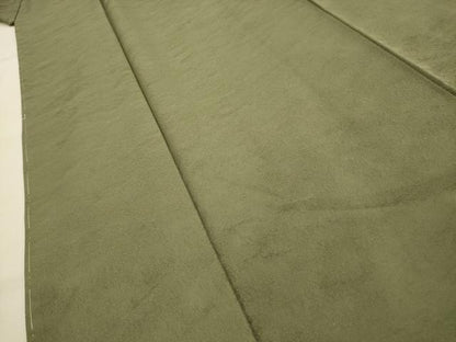 平和屋着物■上質な色無地　紋意匠　海松色　正絹　逸品　AABJ2073sx