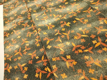平和屋着物■上質な小紋　草花文　暈し染め　黒地　正絹　逸品　AABJ2075sx