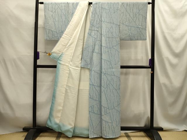平和屋着物■上質な小紋　総絞り　幾何学文様　正絹　逸品　AABJ2077sx