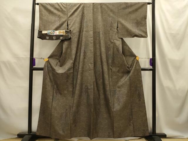 平和屋着物■本場大島紬　9マルキ　樹林文　久保特製　証紙付き　正絹　逸品　AABJ2096sx