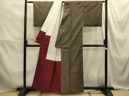 平和屋着物■本場大島紬　9マルキ　樹林文　久保特製　証紙付き　正絹　逸品　AABJ2096sx